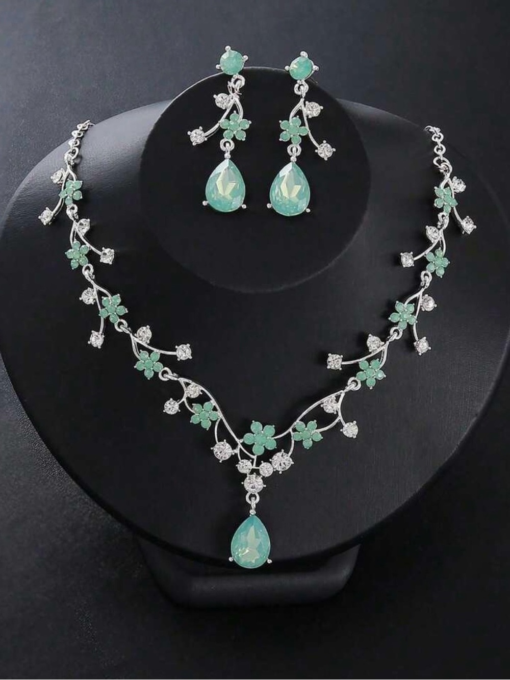 3pcs/Set Bohemian Flower Crystal Necklace Set, Elegant Alloy